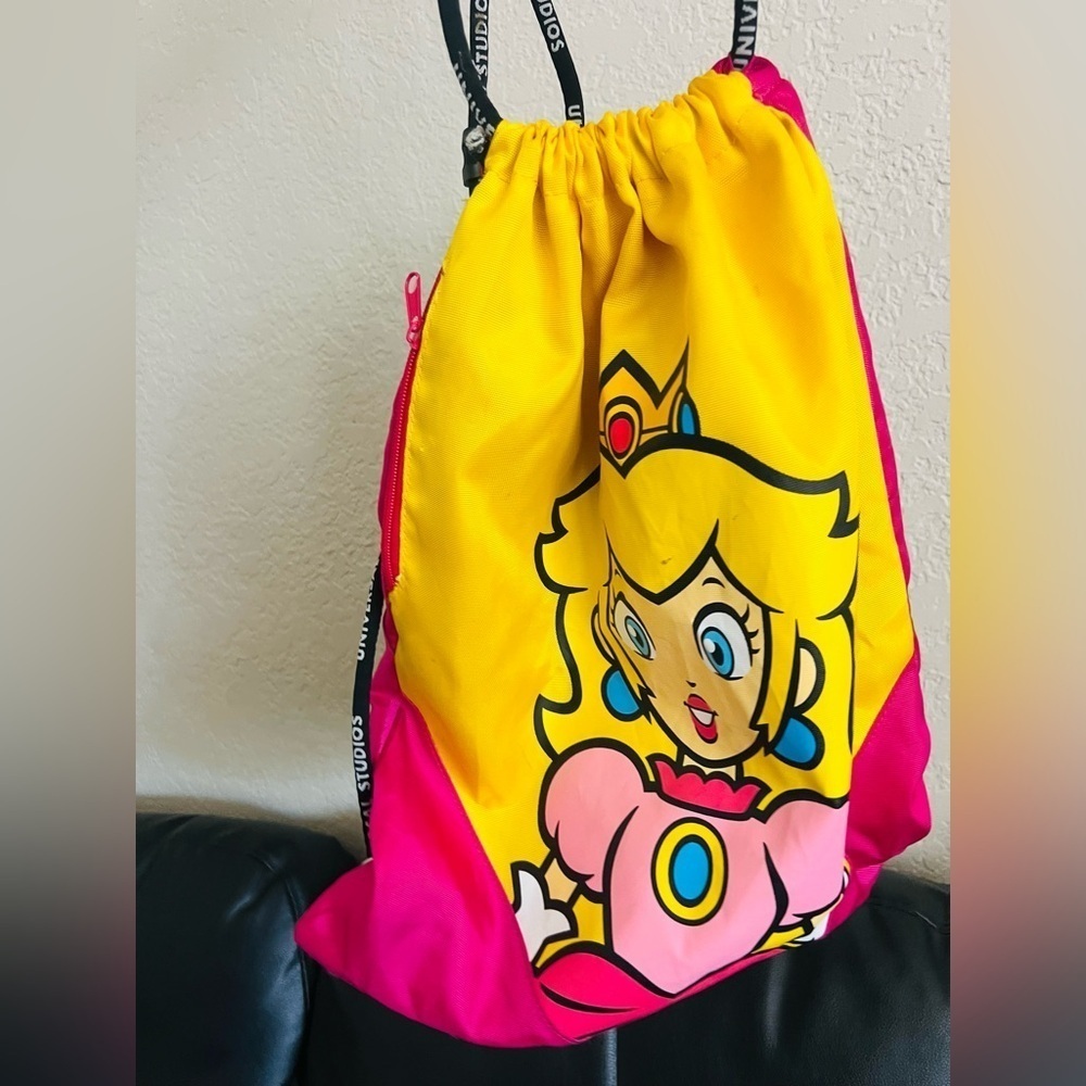 Super Nintendo World Princess Peach Drawstring Backpack Universal Studios CA